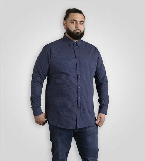 D555 Middlesbrough Long Sleeve AOP Micro Blue Shirt Navy TALL SIZE - Skjorter - Store skjorter - 2XL-8XL