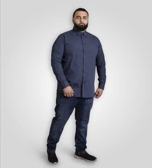 D555 Middlesbrough Long Sleeve AOP Micro Blue Shirt Navy TALL SIZE - Skjorter - Store skjorter - 2XL-8XL