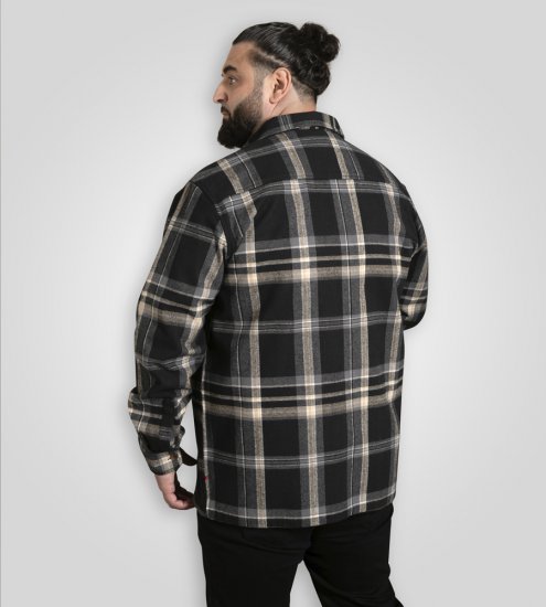 D555 Falkirk Long Sleeve Heavy Shacket Overshirt Black/Grey - Skjorter - Store skjorter - 2XL-8XL