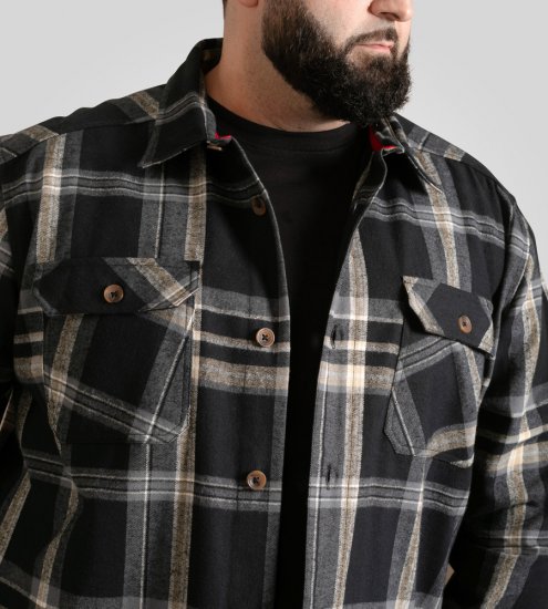 D555 Falkirk Long Sleeve Heavy Shacket Overshirt Black/Grey - Skjorter - Store skjorter - 2XL-8XL