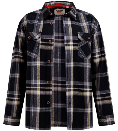 D555 Falkirk Long Sleeve Heavy Shacket Overshirt Black/Grey - Skjorter - Store skjorter - 2XL-8XL