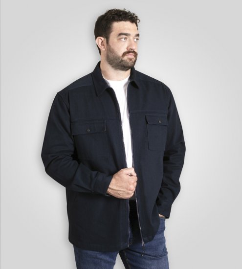 D555 Cleveley Long Sleeve Heavy Shacket Overshirt Navy - Skjorter - Store skjorter - 2XL-8XL