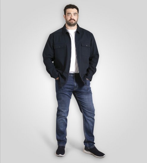D555 Cleveley Long Sleeve Heavy Shacket Overshirt Navy - Skjorter - Store skjorter - 2XL-8XL