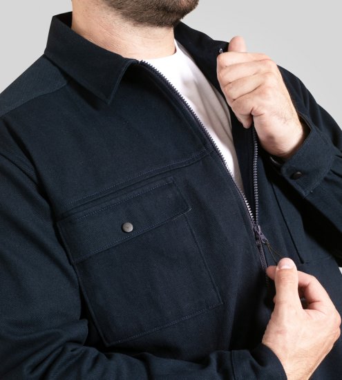 D555 Cleveley Long Sleeve Heavy Shacket Overshirt Navy - Skjorter - Store skjorter - 2XL-8XL