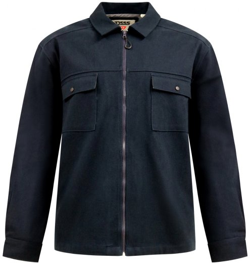 D555 Cleveley Long Sleeve Heavy Shacket Overshirt Navy - Skjorter - Store skjorter - 2XL-8XL