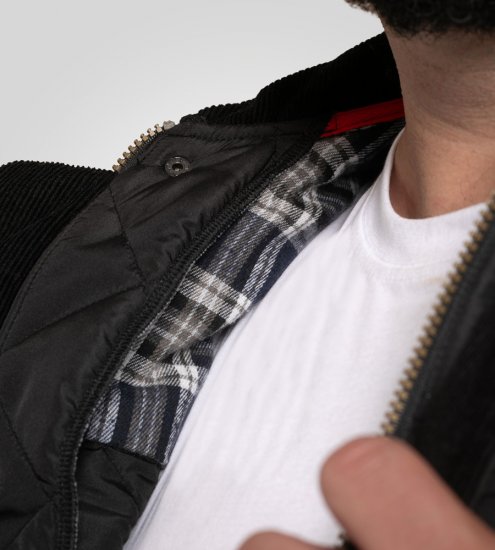 D555 Harborough Quilted Jacket with Corduroy Collar Black - Jakker - Store jakker - 2XL-12XL
