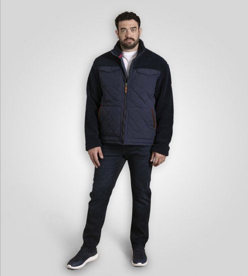 D555 Northampton Hybrid Sherpa Quilted Micro Fleece Jacket Navy - Jakker - Store jakker - 2XL-12XL
