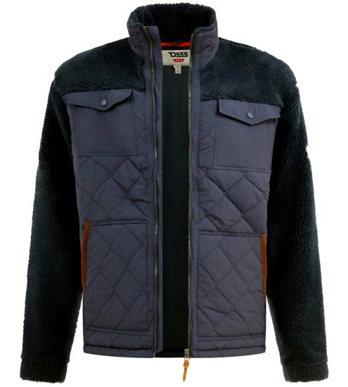 D555 Northampton Hybrid Sherpa Quilted Micro Fleece Jacket Navy - Jakker - Store jakker - 2XL-12XL