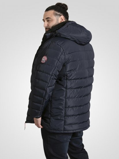 D555 Workington Vattert Jakke med Hette og Sherpafôr Marineblå - Jakker - Store jakker - 2XL-12XL