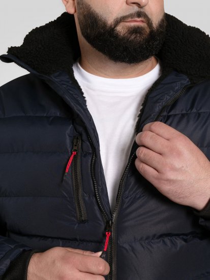 D555 Workington Vattert Jakke med Hette og Sherpafôr Marineblå - Jakker - Store jakker - 2XL-12XL