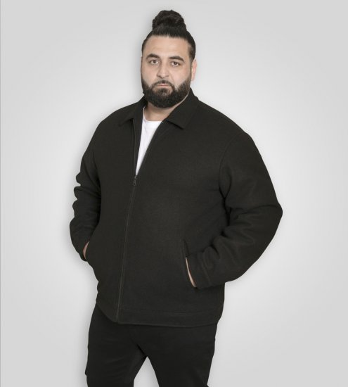 D555 Epsom Harrington Jacket with Zip Through Collared Melton Black - Jakker - Store jakker - 2XL-12XL