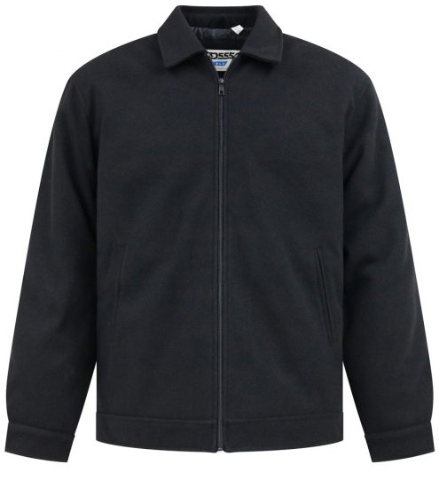 D555 Epsom Harrington Jacket with Zip Through Collared Melton Black - Jakker - Store jakker - 2XL-12XL