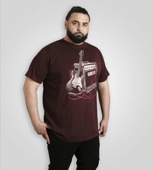 D555 Barnsley Guitar and Amp Crew Neck T-Shirt Burgundy - T-skjorter - Store T-skjorter - 2XL-14XL