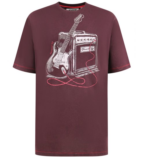 D555 Barnsley Guitar and Amp Crew Neck T-Shirt Burgundy - T-skjorter - Store T-skjorter - 2XL-14XL
