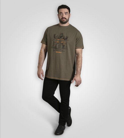 D555 Stockton Gorilla Playing Drums Crew Neck T-Shirt Khaki - T-skjorter - Store T-skjorter - 2XL-14XL