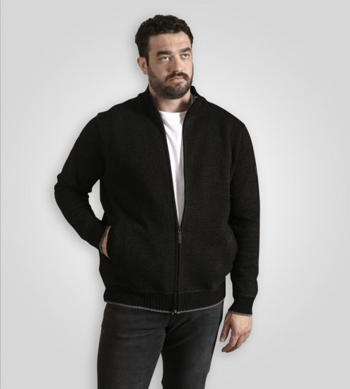 D555 Enrique Strikket Chenillecardigan med Glidelås Svart - Gensere og hettegensere - Store hettegensere - 2XL-14XL