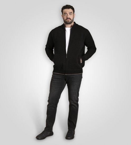 D555 Enrique Strikket Chenillecardigan med Glidelås Svart - Gensere og hettegensere - Store hettegensere - 2XL-14XL