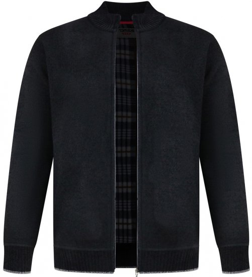 D555 Enrique Strikket Chenillecardigan med Glidelås Svart - Gensere og hettegensere - Store hettegensere - 2XL-14XL