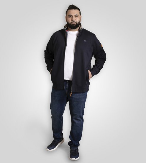 D555 Johnson Zip Through Fleece Sweatshirt with Chest Embroidery Navy - Gensere og hettegensere - Store hettegensere - 2XL-14XL