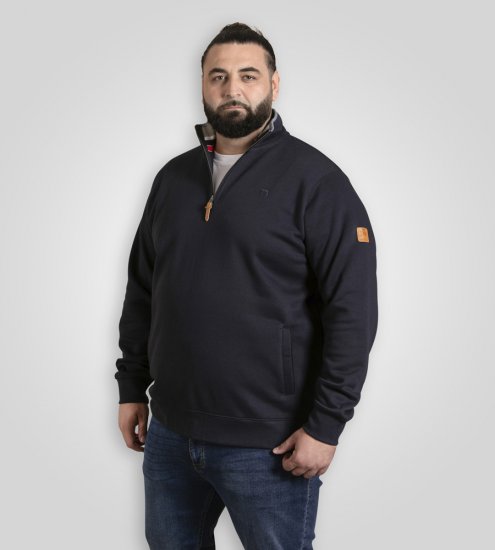 D555 Russel Zip Through Fleece Sweatshirt with Chest Embroidery Navy - Gensere og hettegensere - Store hettegensere - 2XL-14XL