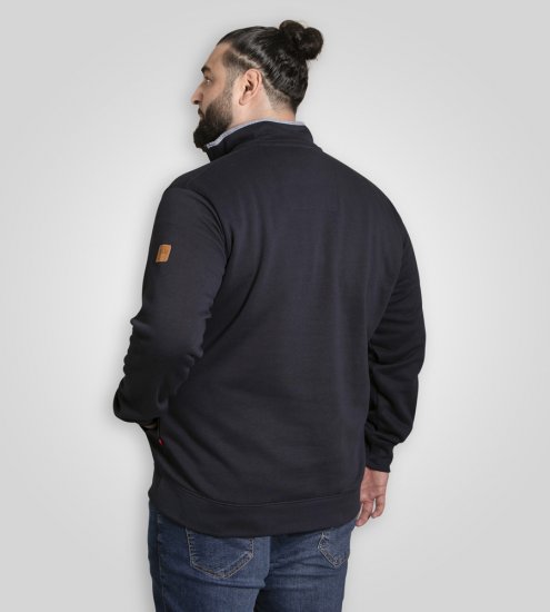 D555 Russel Zip Through Fleece Sweatshirt with Chest Embroidery Navy - Gensere og hettegensere - Store hettegensere - 2XL-14XL