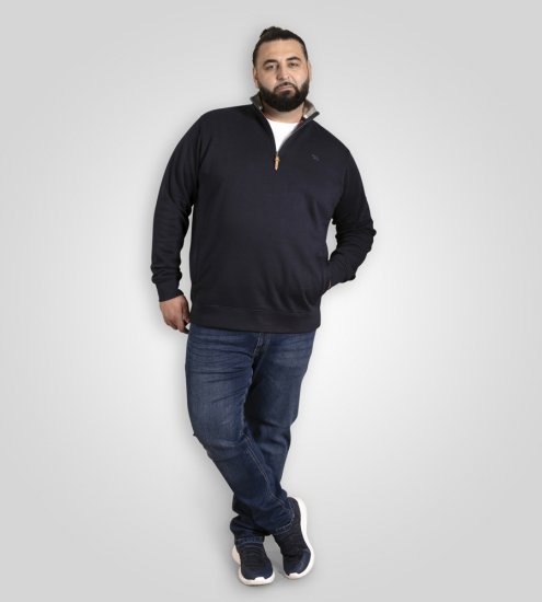D555 Russel Zip Through Fleece Sweatshirt with Chest Embroidery Navy - Gensere og hettegensere - Store hettegensere - 2XL-14XL