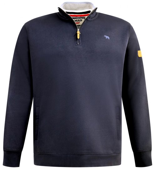 D555 Russel Zip Through Fleece Sweatshirt with Chest Embroidery Navy - Gensere og hettegensere - Store hettegensere - 2XL-14XL