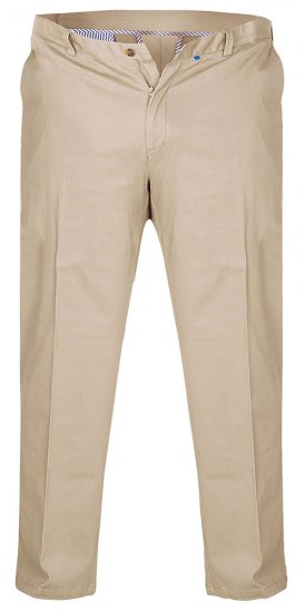 D555 Bruno Stretch Chino pants with Extenda Waist Beige - Jeans og Bukser - Store Bukser og Store Jeans