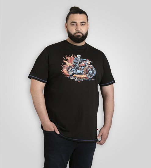 D555 Dewsbury Skeleton on Bike Crew Neck T-Shirt Black - T-skjorter - Store T-skjorter - 2XL-14XL