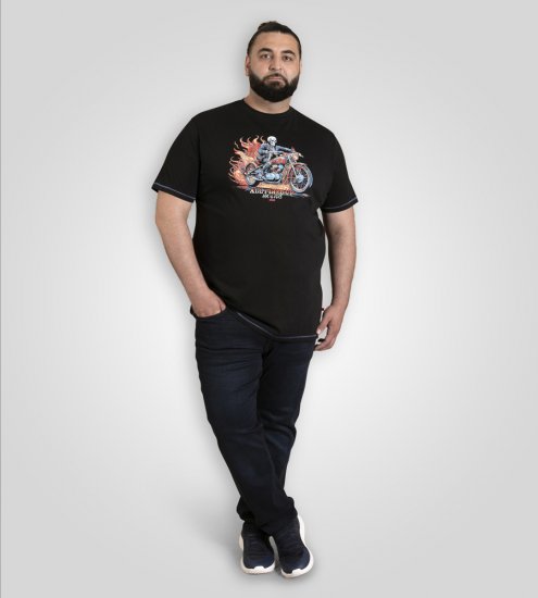 D555 Dewsbury Skeleton On Bike Crew Neck T-Shirt Black TALL SIZE - HERREKLÆR MT-6XLT - Klær for høye menn
