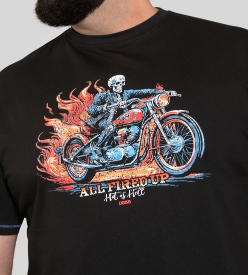 D555 Dewsbury Skeleton on Bike Crew Neck T-Shirt Black - T-skjorter - Store T-skjorter - 2XL-14XL