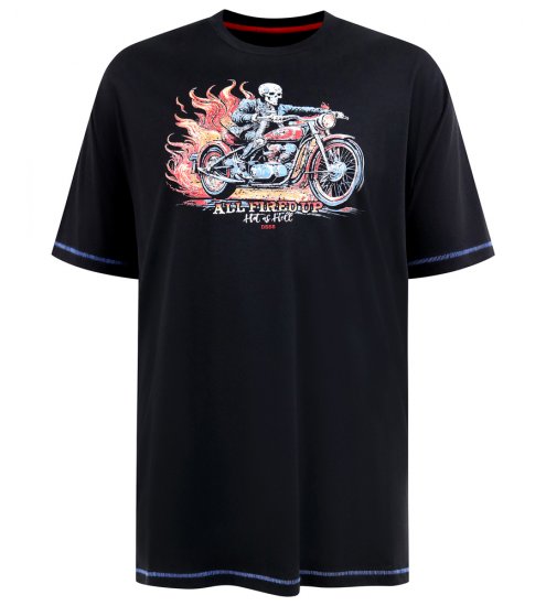 D555 Dewsbury Skeleton on Bike Crew Neck T-Shirt Black - T-skjorter - Store T-skjorter - 2XL-14XL