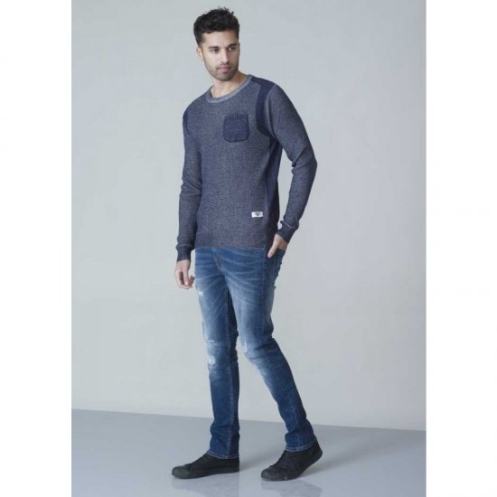 D555 Bryson Crewneck Sweater with Pocket Navy - Gensere og hettegensere - Store hettegensere - 2XL-14XL