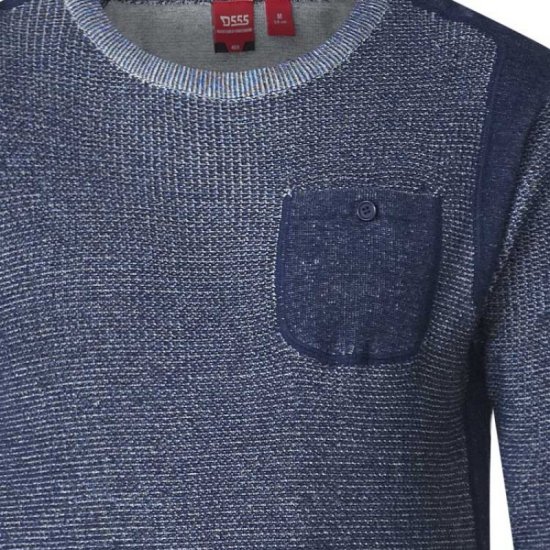 D555 Bryson Crewneck Sweater with Pocket Navy - Gensere og hettegensere - Store hettegensere - 2XL-14XL