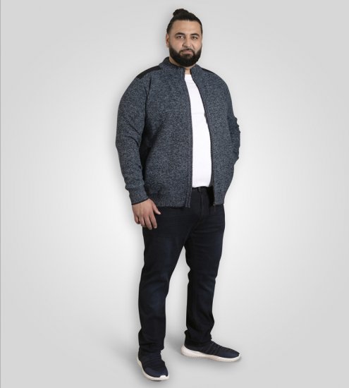 D555 Dereham 1 Strikket Cardigan med Glidelås og Fôr Marineblå - Gensere og hettegensere - Store hettegensere - 2XL-14XL