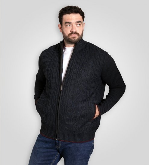 D555 Gillingham Strikket Cardigan med Glidelås og Fôr Marineblå - Gensere og hettegensere - Store hettegensere - 2XL-14XL