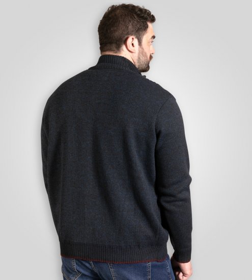 D555 Gillingham Strikket Cardigan med Glidelås og Fôr Marineblå - Gensere og hettegensere - Store hettegensere - 2XL-14XL
