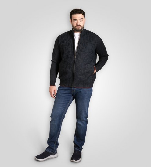 D555 Gillingham Strikket Cardigan med Glidelås og Fôr Marineblå - Gensere og hettegensere - Store hettegensere - 2XL-14XL