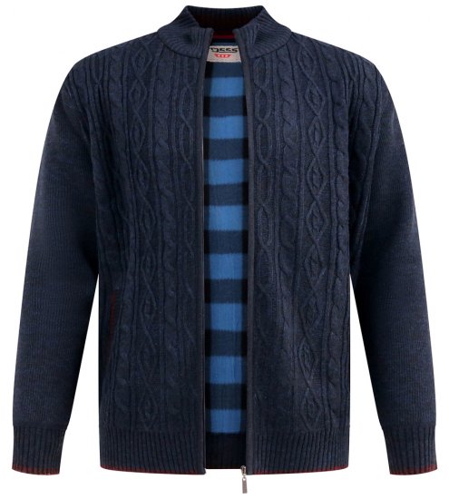 D555 Gillingham Strikket Cardigan med Glidelås og Fôr Marineblå - Gensere og hettegensere - Store hettegensere - 2XL-14XL
