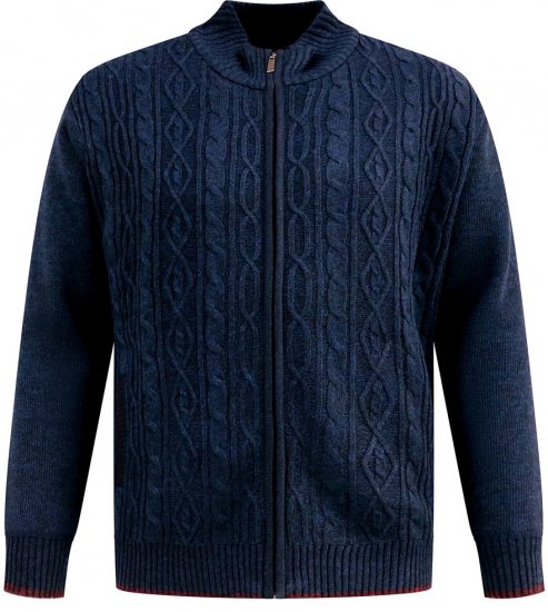 D555 Gillingham Strikket Cardigan med Glidelås og Fôr Marineblå - Gensere og hettegensere - Store hettegensere - 2XL-14XL