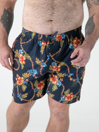 D555 Dawson AO Badeshorts med Hawaiitrykk Marineblå - Undertøy & badetøy - Undertøy store størrelser 