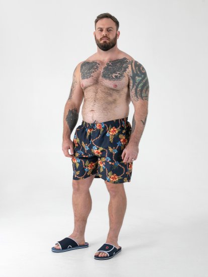 D555 Dawson AO Badeshorts med Hawaiitrykk Marineblå - Undertøy & badetøy - Undertøy store størrelser 