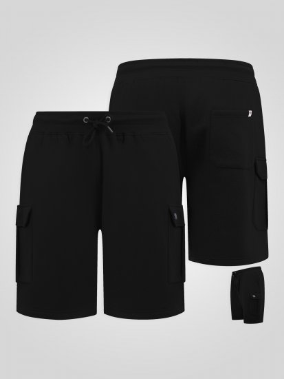 D555 Robinson 1 Fleece Cargo Shorts med Elastisk Midje Svart - Sweatbukser og-shorts - Sweatbukser og Sweatshorts 2XL-12XL