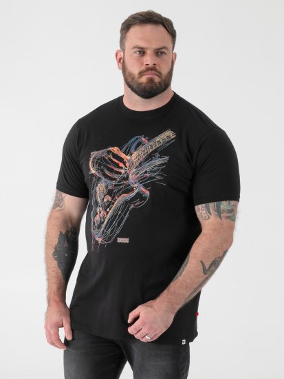D555 Elliot T-skjorte med Flerfarget Gitartrykk - T-skjorter - Store T-skjorter - 2XL-14XL