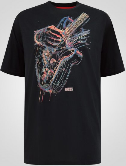 D555 Elliot T-skjorte med Flerfarget Gitartrykk - T-skjorter - Store T-skjorter - 2XL-14XL
