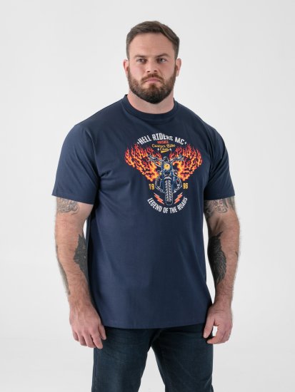 D555 Hockney T-skjorte med Motorsykkeltrykk Marineblå - T-skjorter - Store T-skjorter - 2XL-14XL