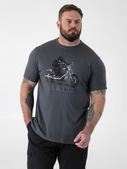 D555 Craig Gorilla Biker T-skjorte med trykk Mørkegrå - T-skjorter - Store T-skjorter - 2XL-14XL