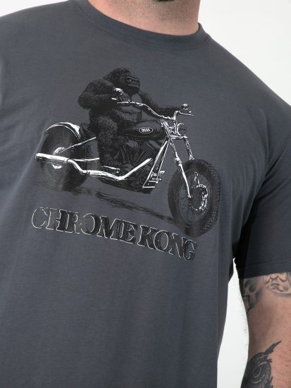 D555 Craig Gorilla Biker T-skjorte med trykk Mørkegrå - T-skjorter - Store T-skjorter - 2XL-14XL