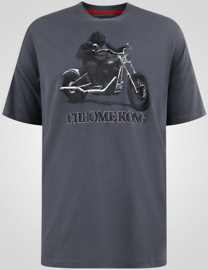 D555 Craig Gorilla Biker T-skjorte med trykk Mørkegrå - T-skjorter - Store T-skjorter - 2XL-14XL