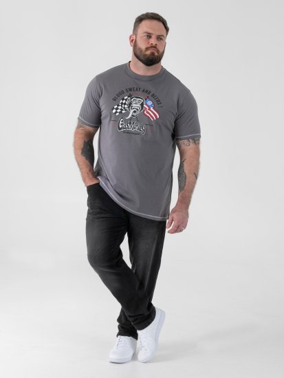 D555 Jasper Official Gas Monkey T-skjorte med trykk Grå - T-skjorter - Store T-skjorter - 2XL-14XL